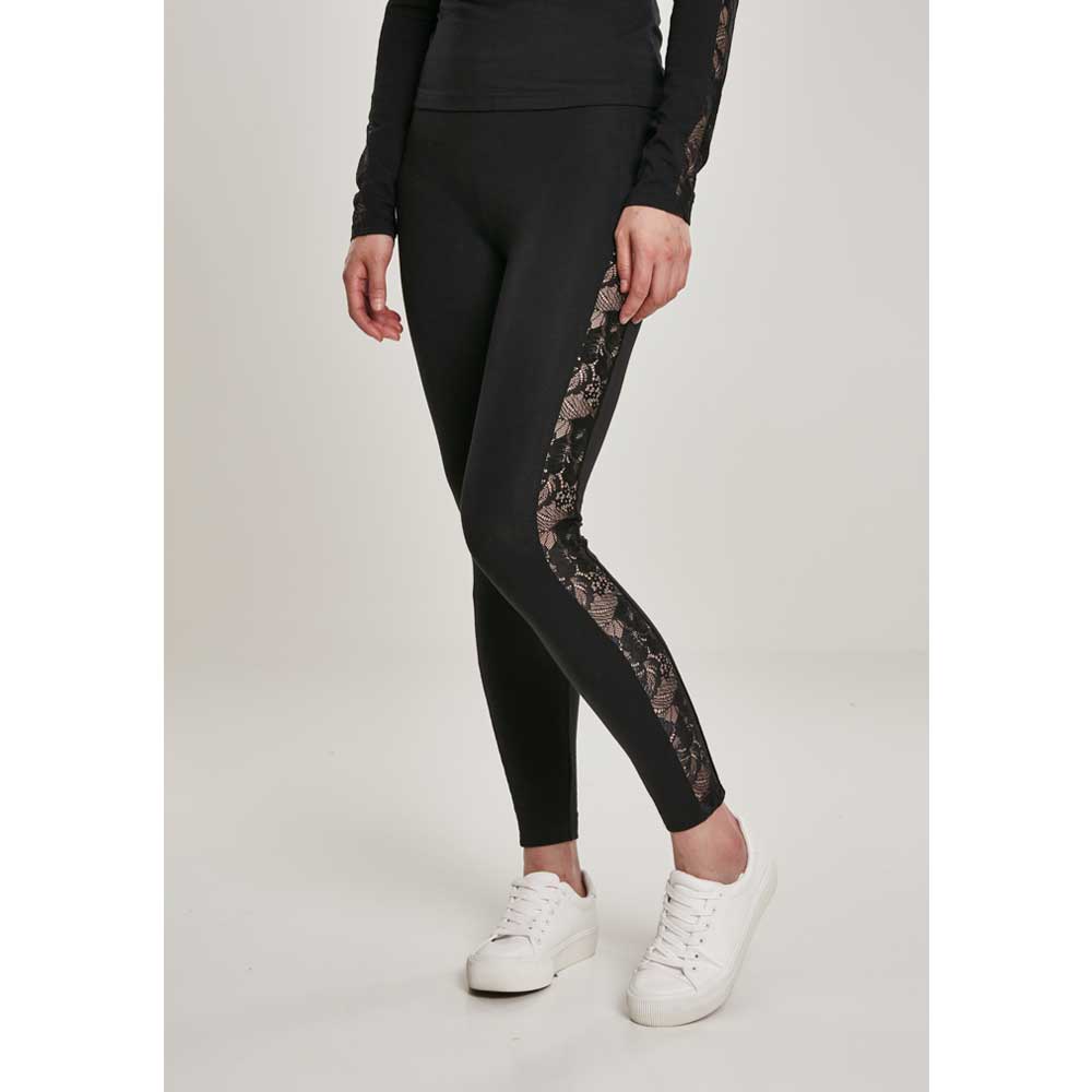 Urban Classics - Lace Striped Leggings - Noir